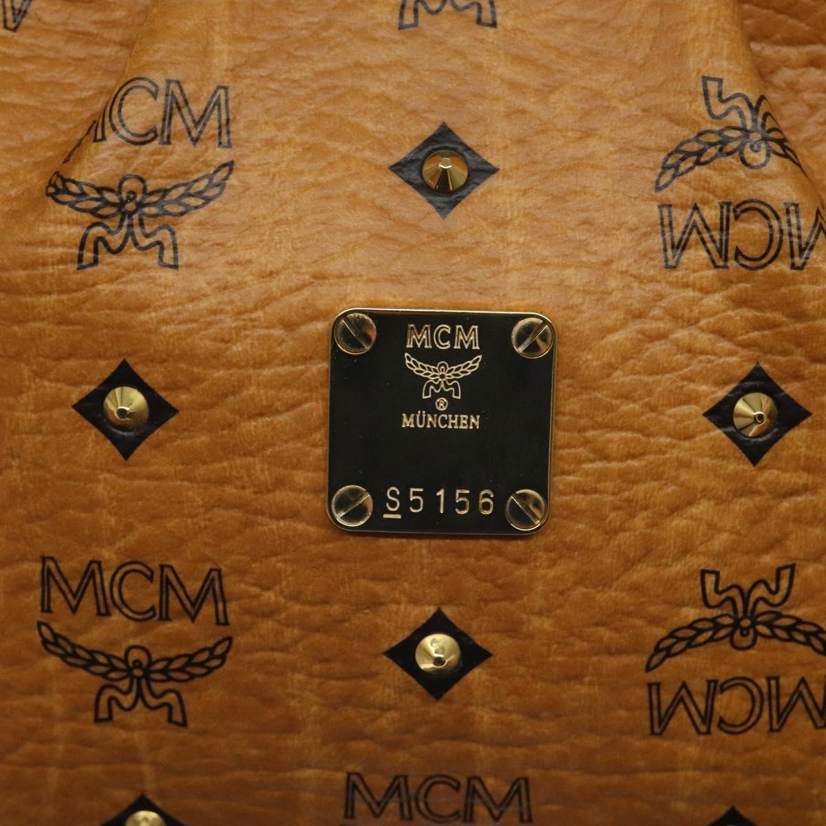 MCM Vicetos Logogram Hand Bag PVC Leather Brown Gold Auth ki5520