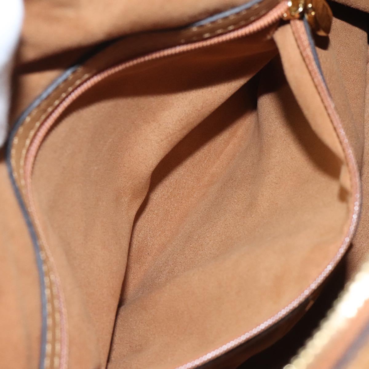 MCM Vicetos Logogram Hand Bag PVC Leather Brown Gold Auth ki5520