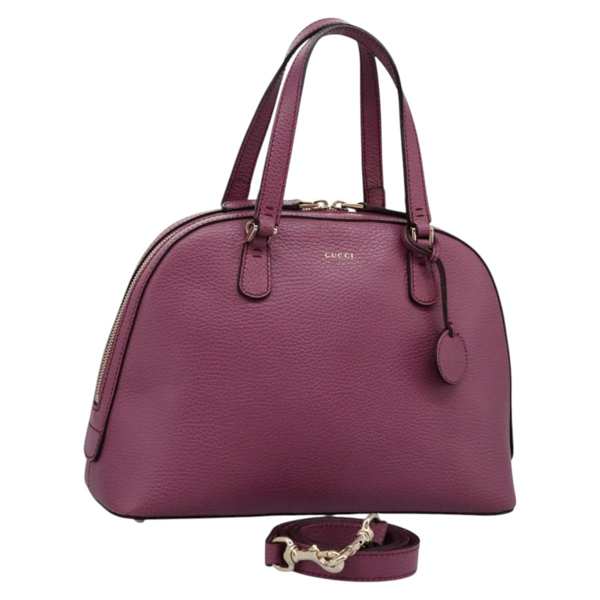 GUCCI Lady Dollar Hand Bag Leather 2way Gold Pink Auth ki5528AV
