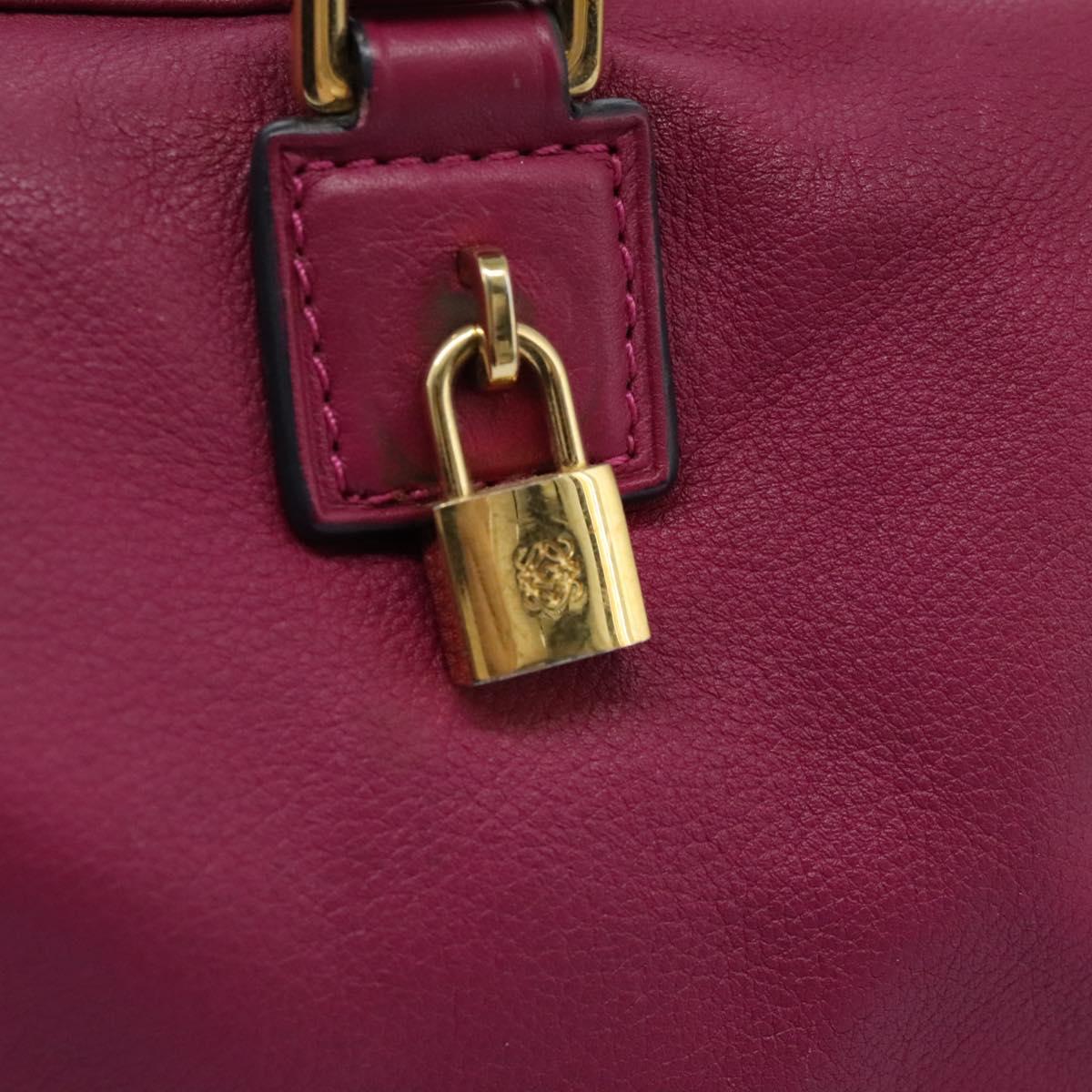 LOEWE Amazonas Mini Boston Bag Leather 2way Pink Gold Auth ki5532V