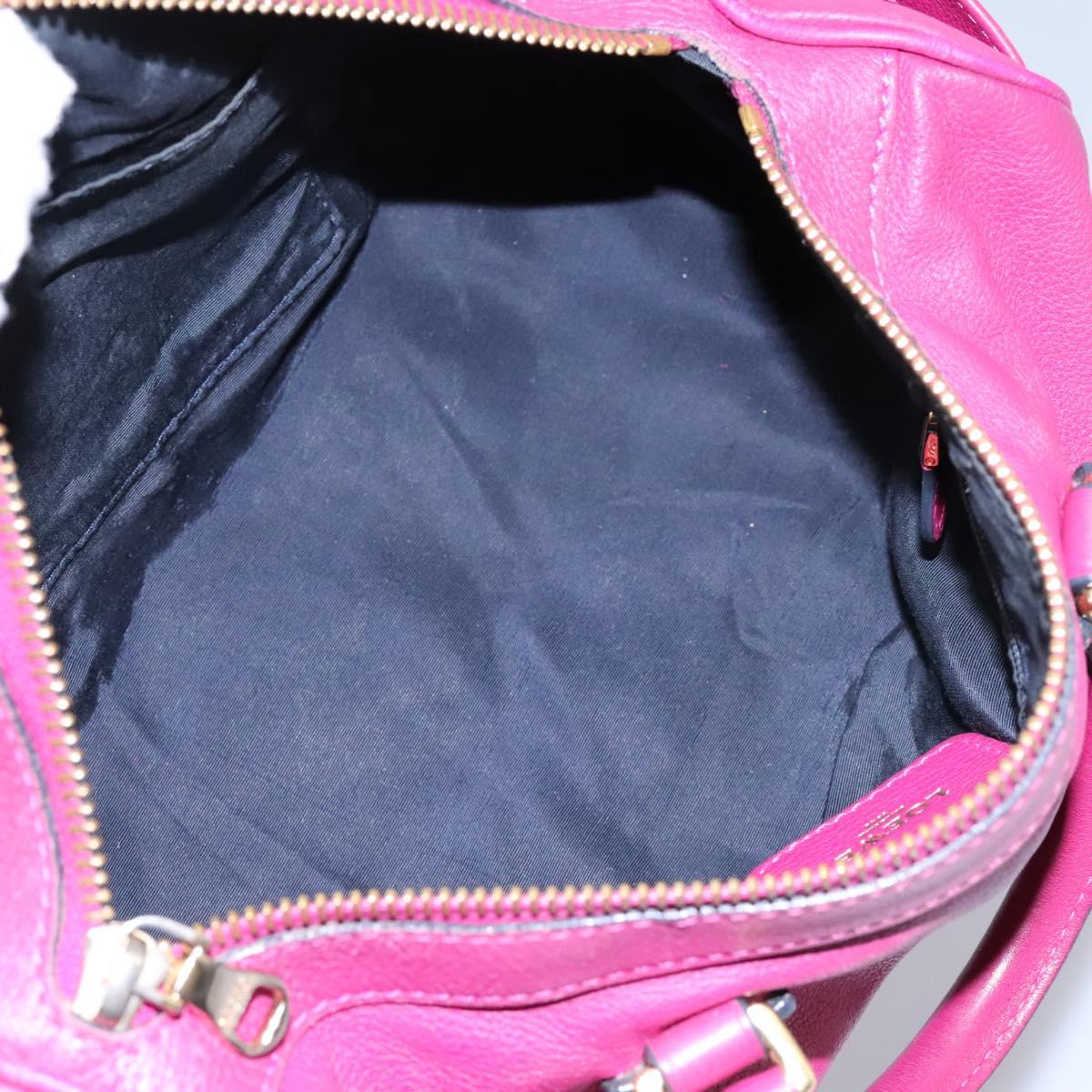 LOEWE Amazonas Mini Boston Bag Leather 2way Pink Gold Auth ki5532V