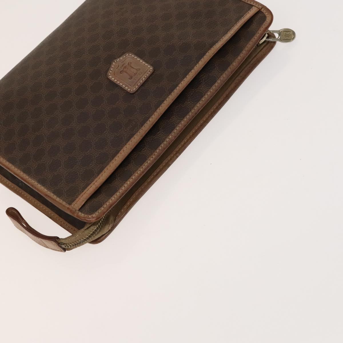 CELINE Macadam Canvas hand Clutch Bag PVC Leather 5Set Brown Beige Auth ki5555
