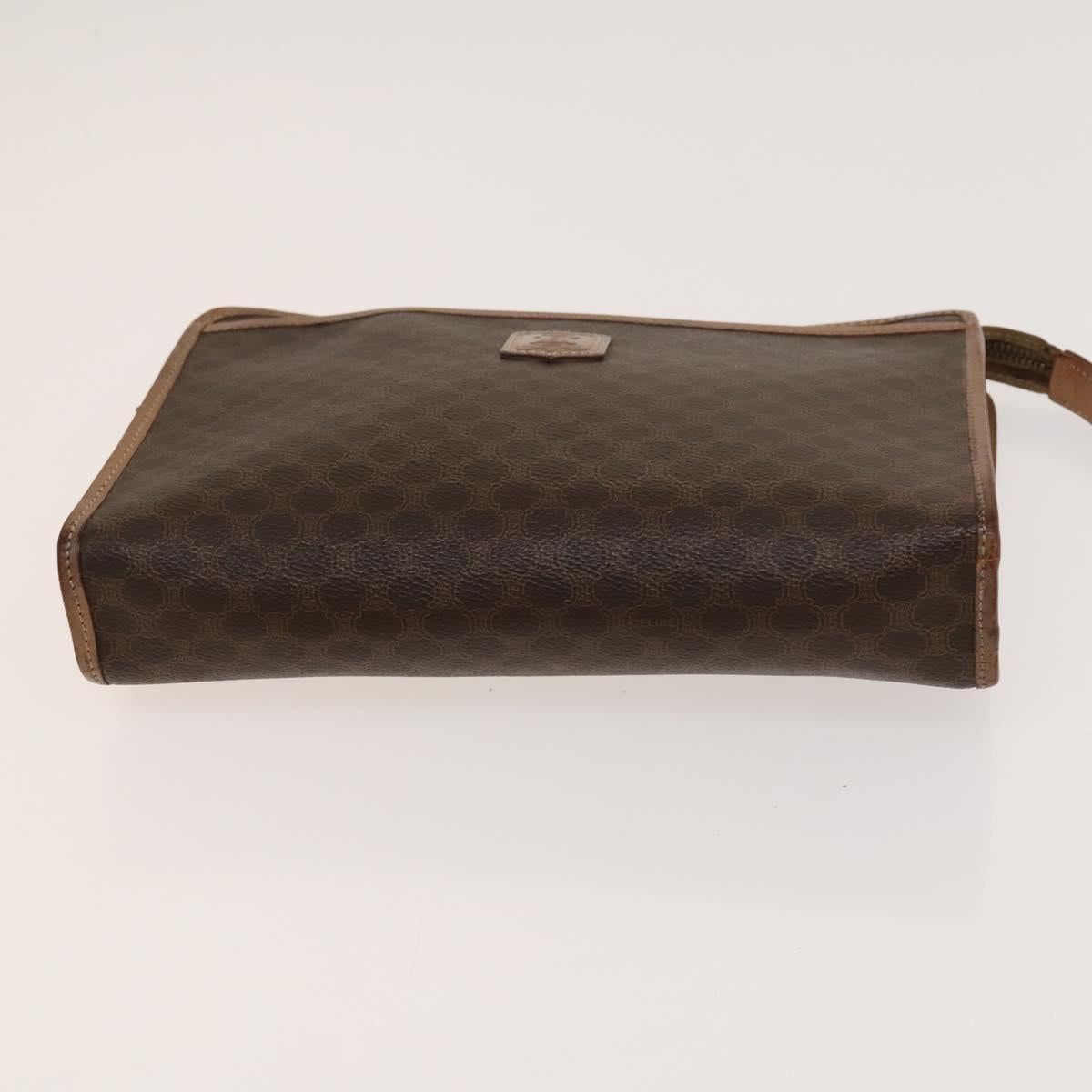 CELINE Macadam Canvas hand Clutch Bag PVC Leather 5Set Brown Beige Auth ki5555