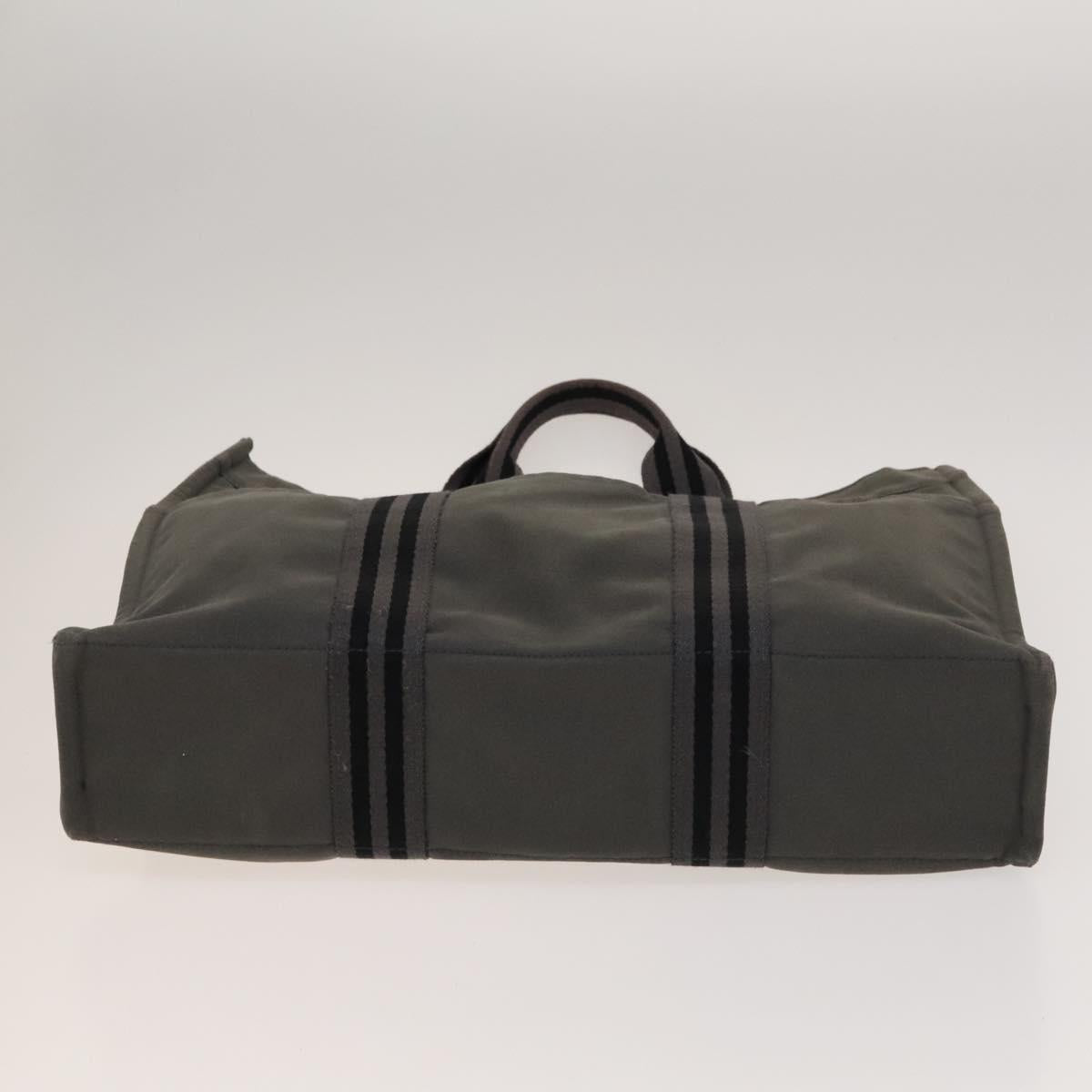 HERMES Fourre Tout Tote Bag Canvas 5Set Black Gray Red Auth ki5556
