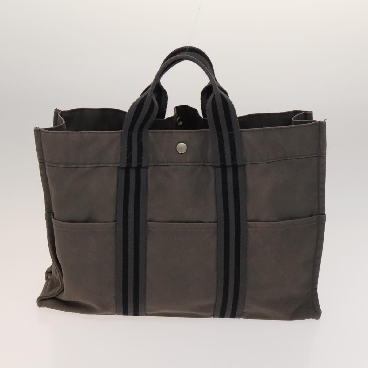 HERMES Fourre Tout Tote Bag Canvas 5Set Black Gray Red Auth ki5556