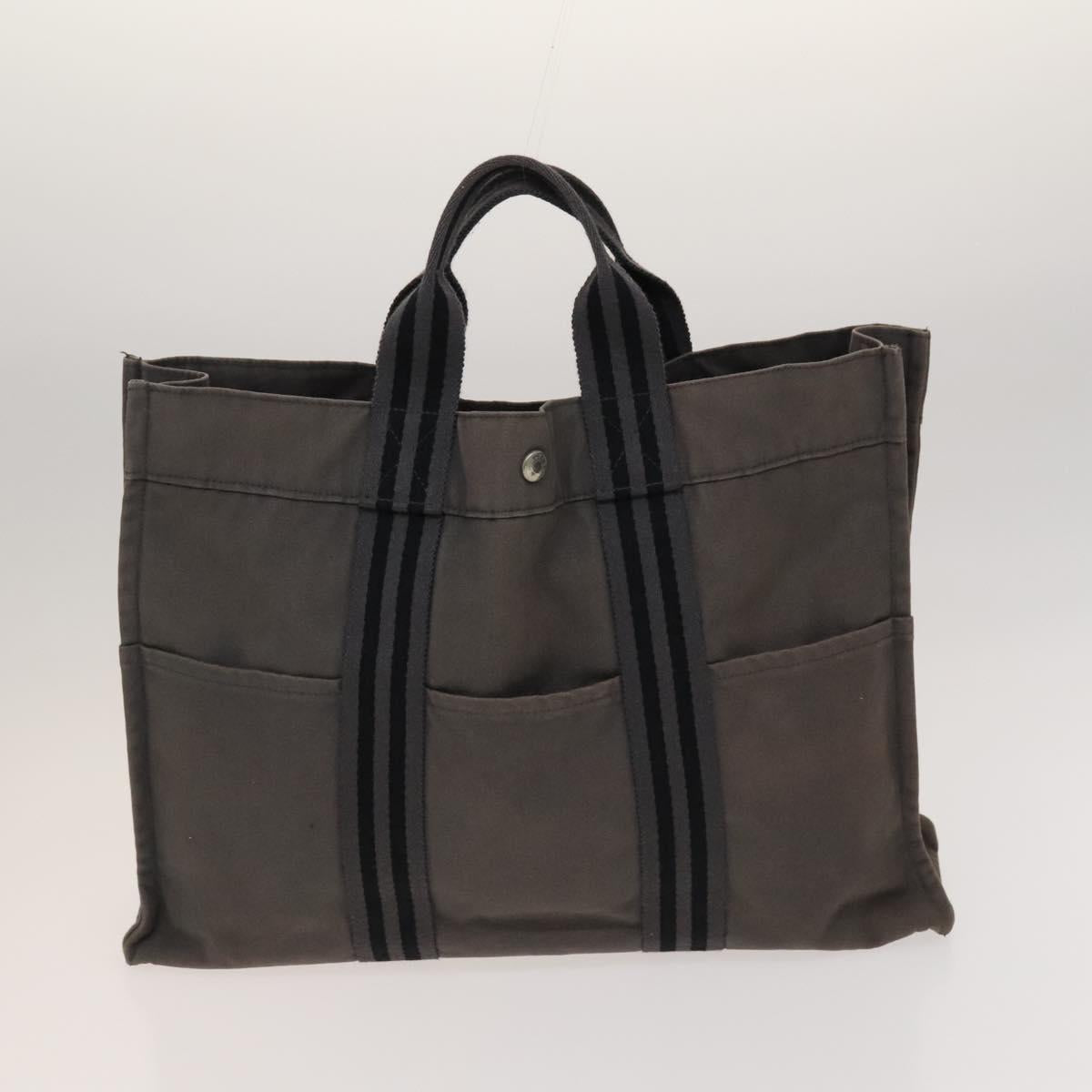 HERMES Fourre Tout Tote Bag Canvas 5Set Black Gray Red Auth ki5556