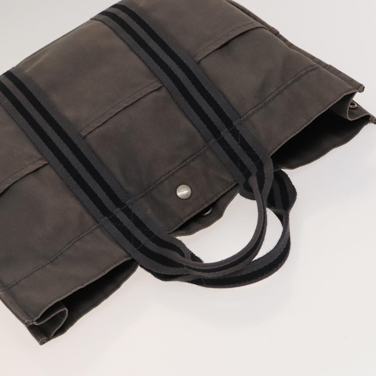 HERMES Fourre Tout Tote Bag Canvas 5Set Black Gray Red Auth ki5556