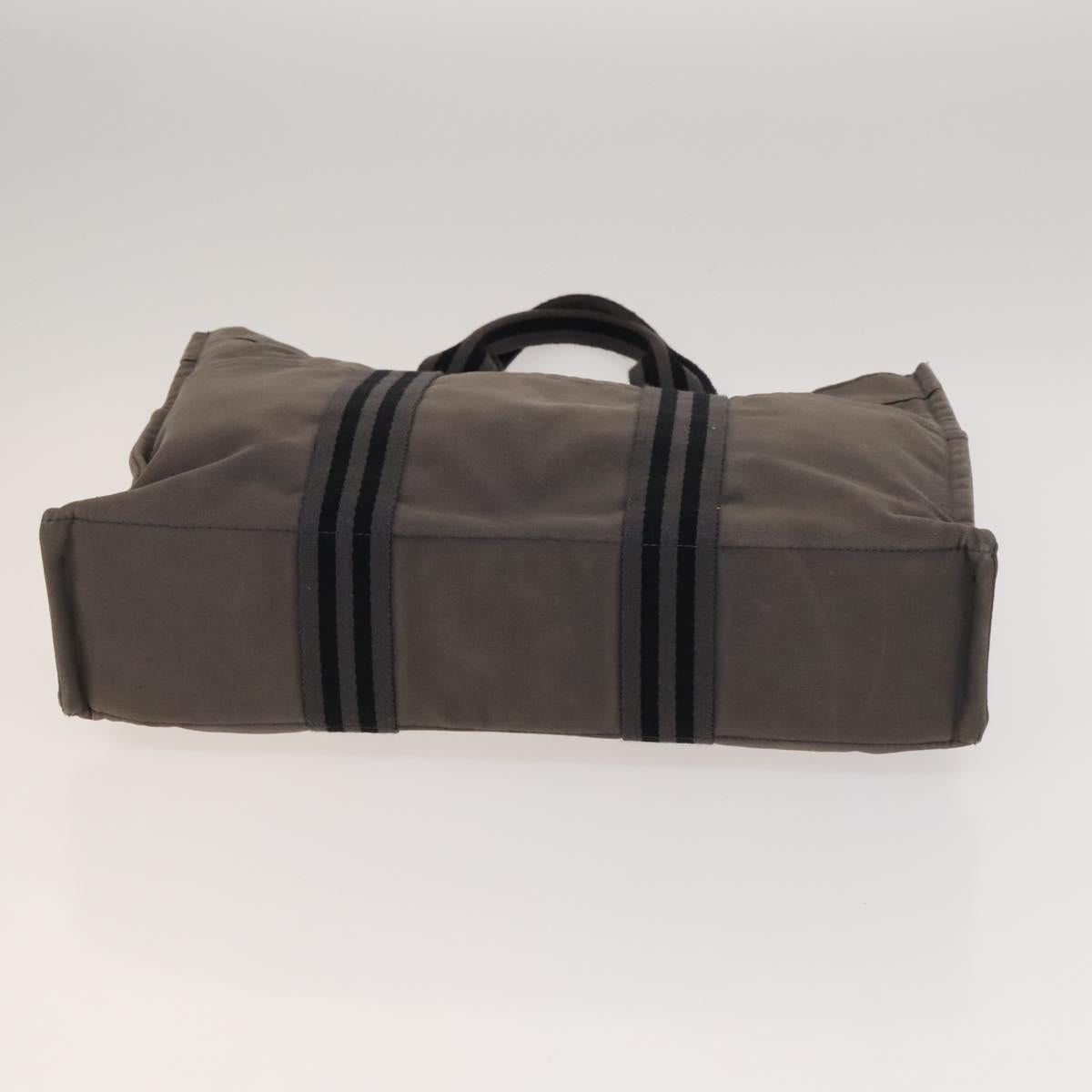 HERMES Fourre Tout Tote Bag Canvas 5Set Black Gray Red Auth ki5556