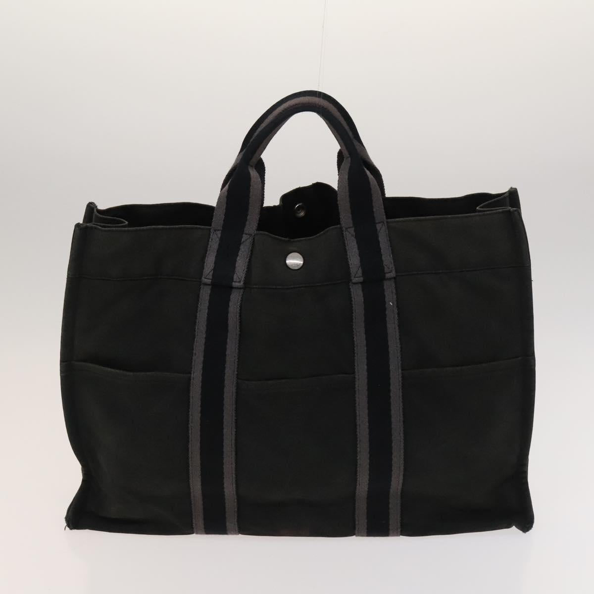 HERMES Fourre Tout Tote Bag Canvas 5Set Black Gray Red Auth ki5556