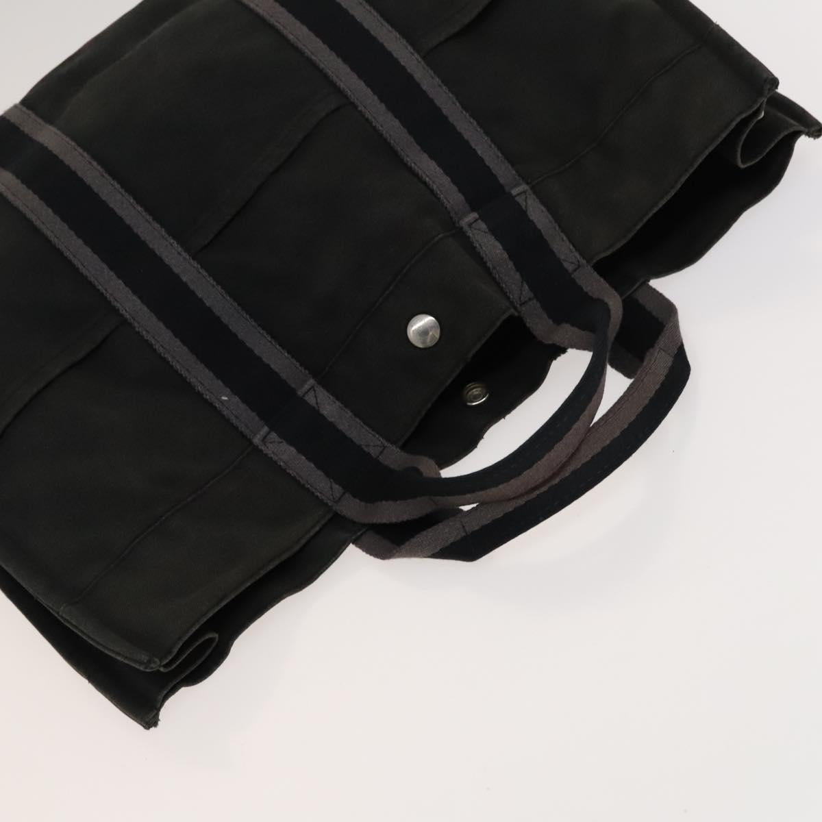 HERMES Fourre Tout Tote Bag Canvas 5Set Black Gray Red Auth ki5556