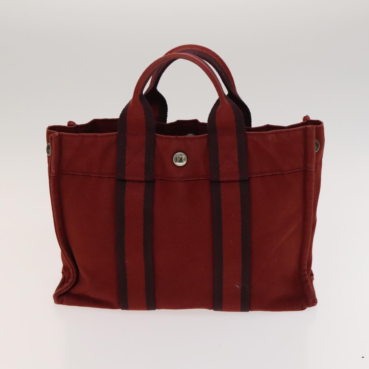 HERMES Fourre Tout Tote Bag Canvas 5Set Black Gray Red Auth ki5556