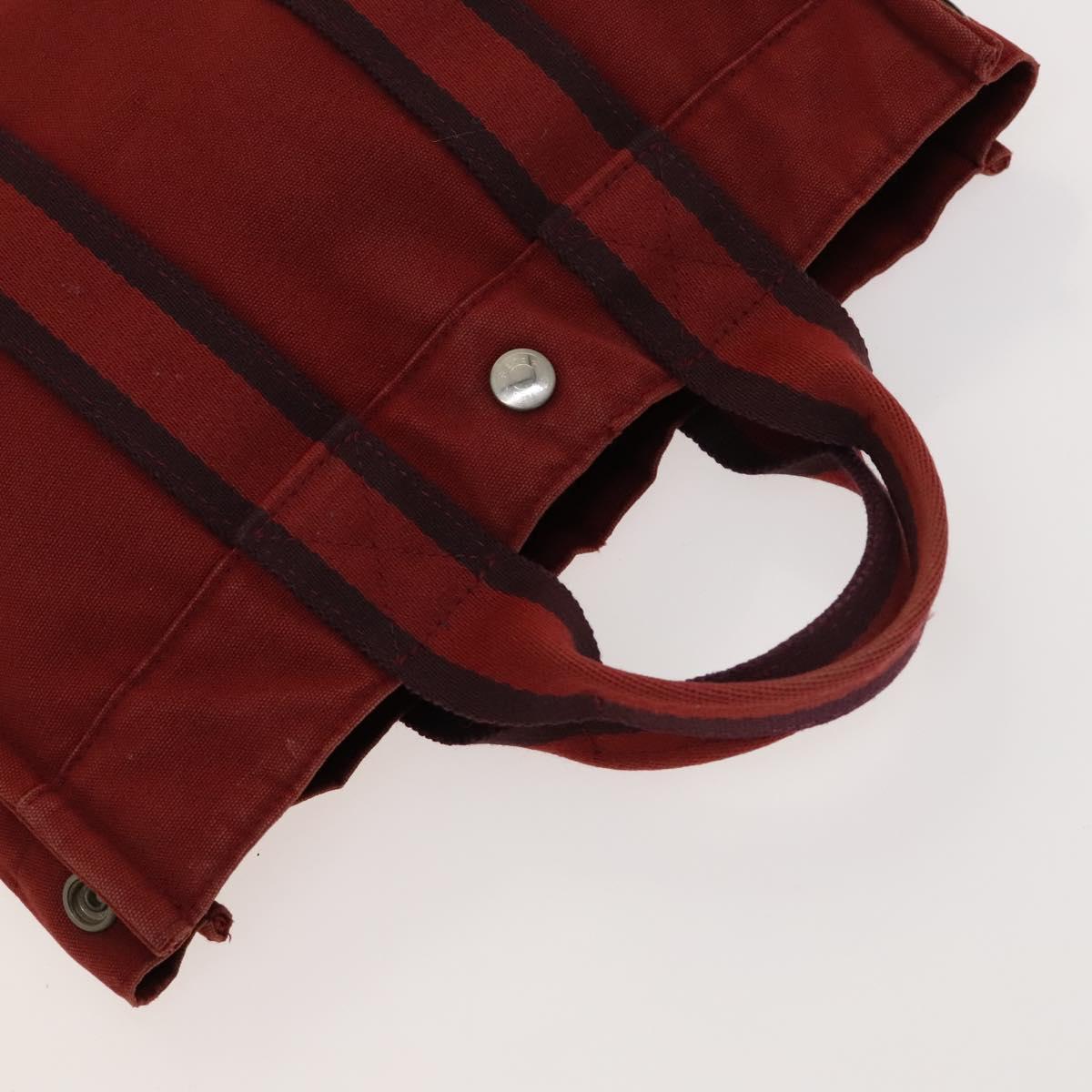 HERMES Fourre Tout Tote Bag Canvas 5Set Black Gray Red Auth ki5556