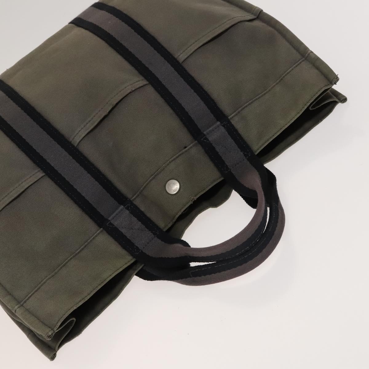 HERMES Fourre Tout Tote Bag Canvas 5Set Black Gray Red Auth ki5556