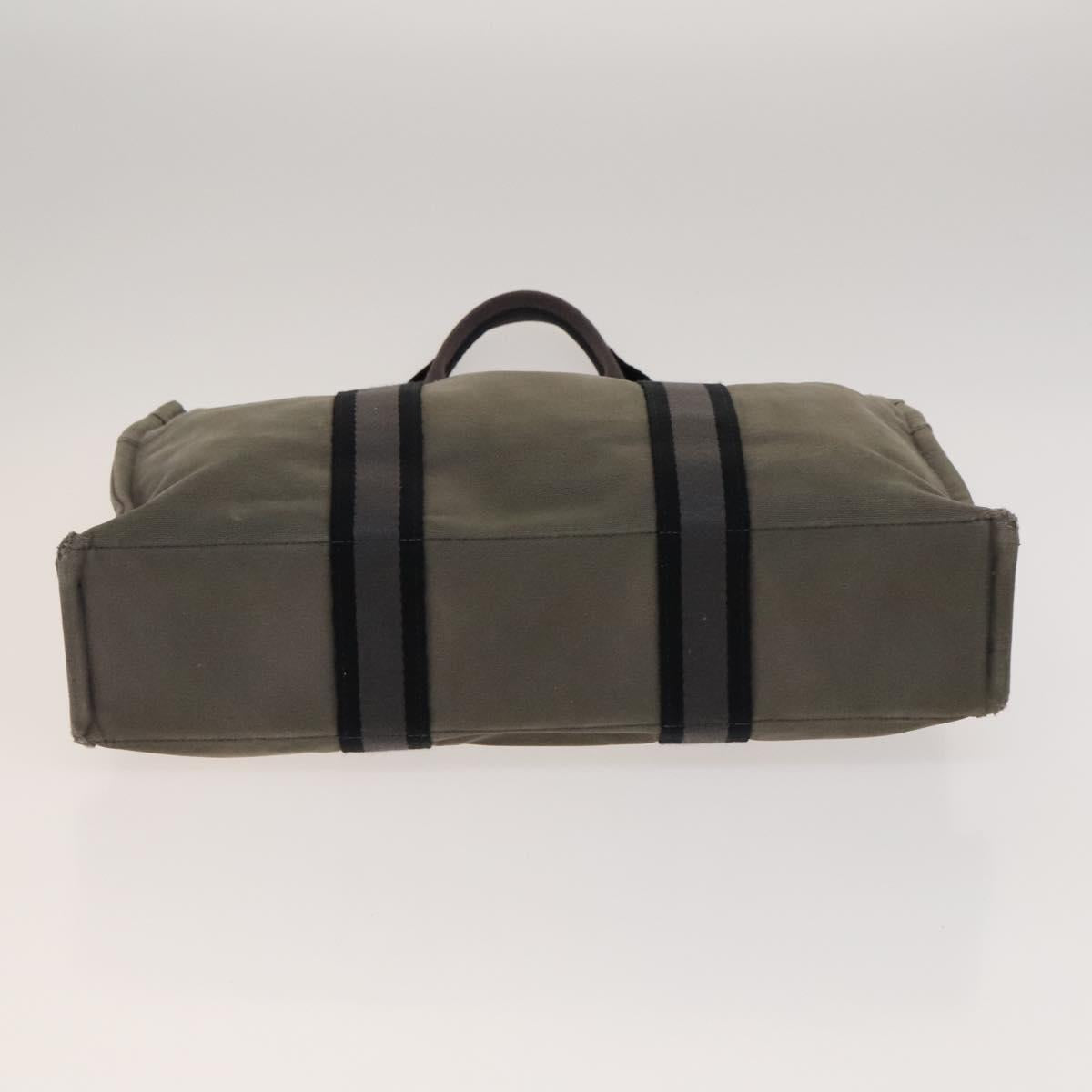 HERMES Fourre Tout Tote Bag Canvas 5Set Black Gray Red Auth ki5556