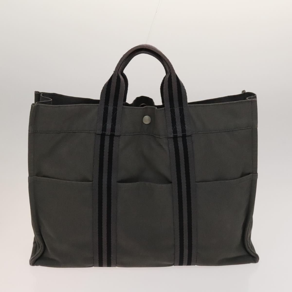 HERMES Fourre Tout Tote Bag Canvas 5Set Black Gray Red Auth ki5556