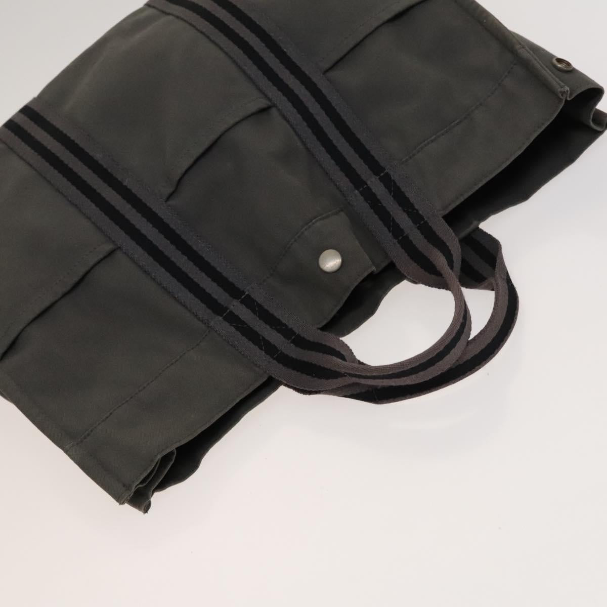 HERMES Fourre Tout Tote Bag Canvas 5Set Black Gray Red Auth ki5556