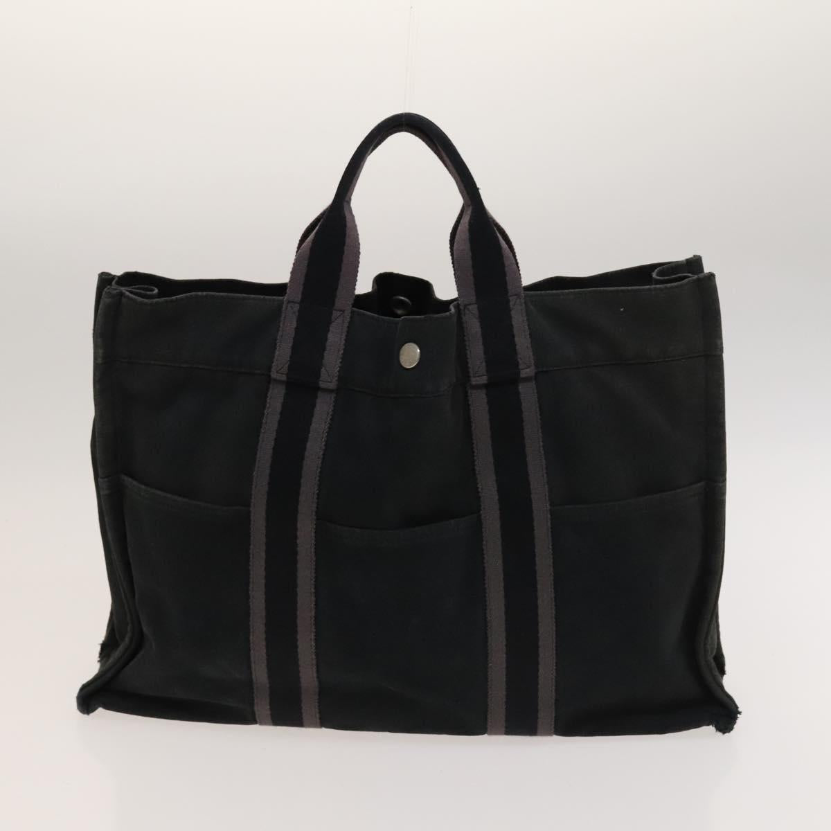 HERMES Fourre Tout Tote Bag Canvas 5Set Black Gray Navy Auth ki5557