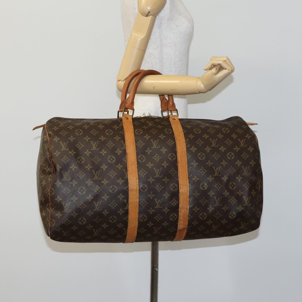 LOUIS VUITTON Monogram Keepall 55 Boston Bag M41424 LV Auth ki5574