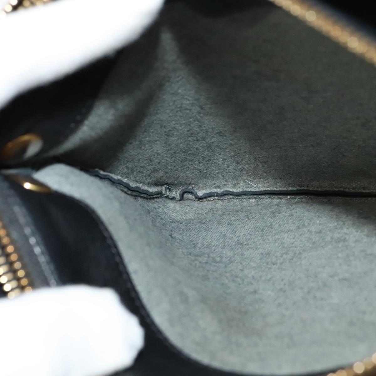 CELINE Trio bag Shoulder Bag Leather Black Gold Auth ki5590