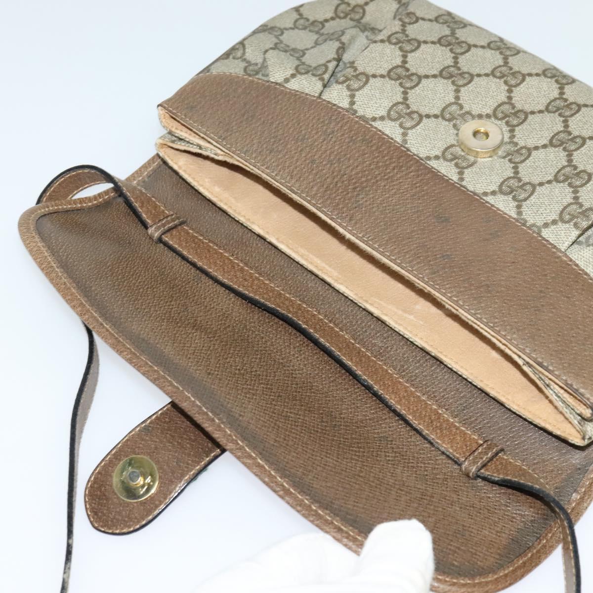 GUCCI GG Supreme Web Sherry Line Bag PVC Beige Gold 10 02 051 Auth ki5609