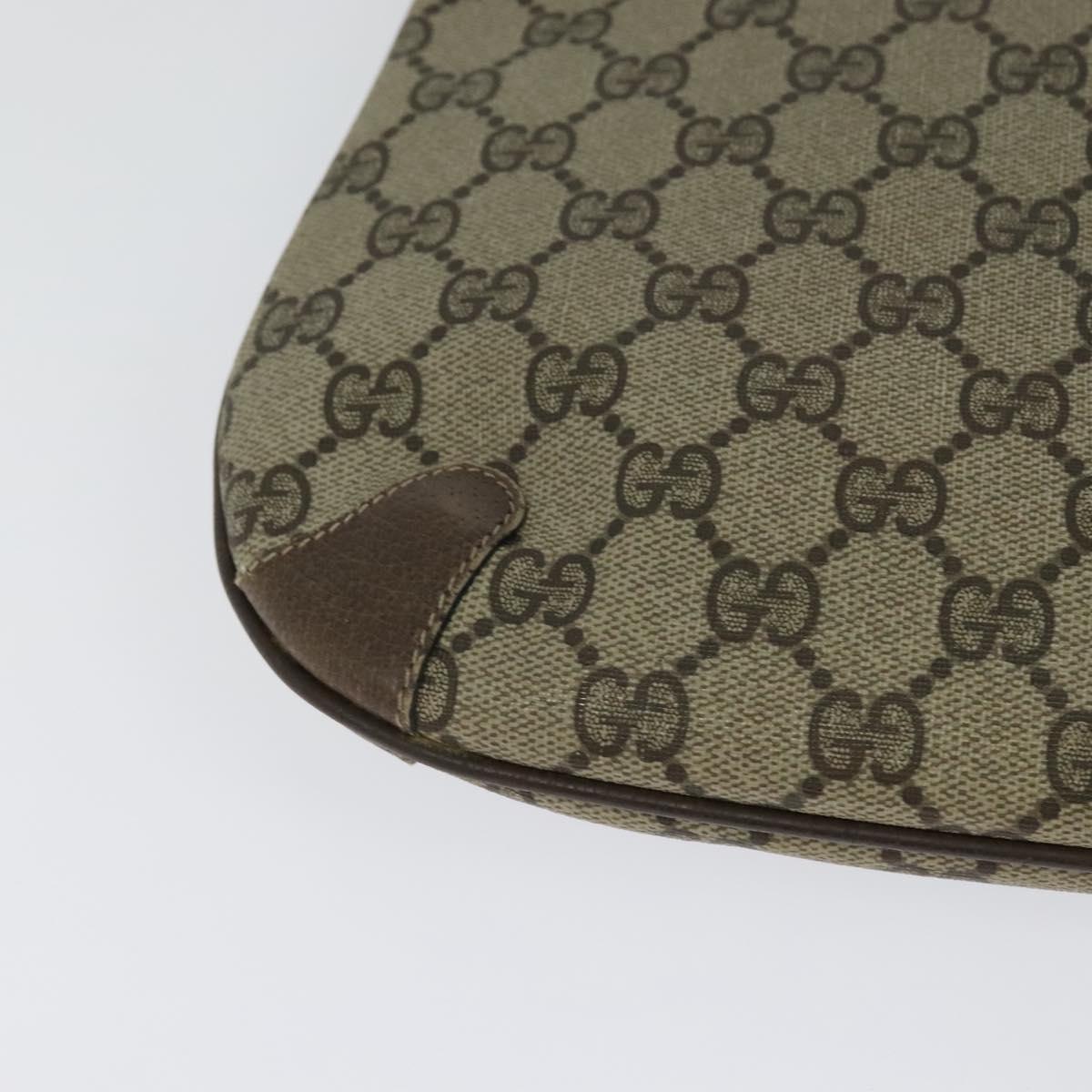 GUCCI GG Supreme Web Sherry Line Bag PVC Beige Gold 904 02 026 Auth ki5611