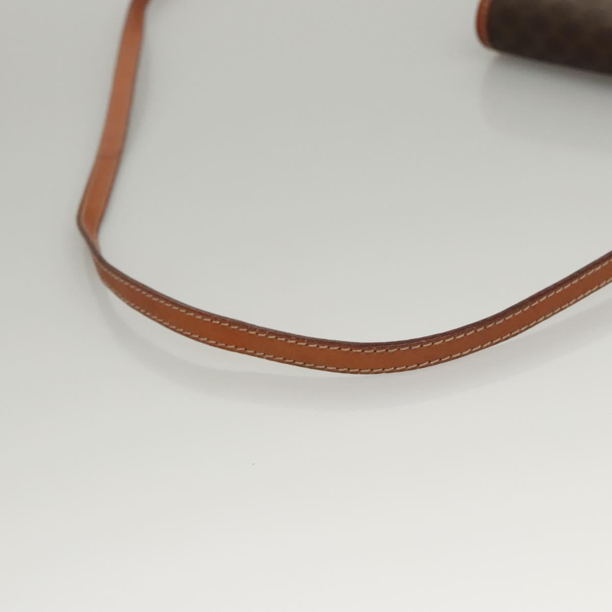 CELINE Macadam Canvas Shoulder Bag PVC Leather Brown Gold Auth ki5627