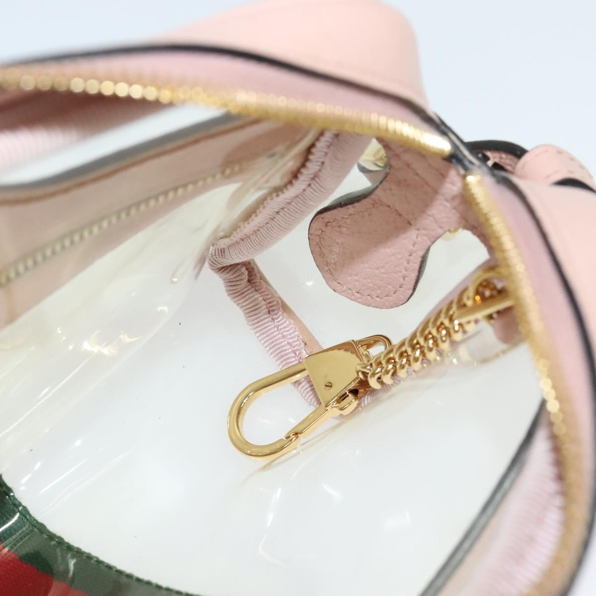 GUCCI Web Sherry Line Shoulder Bag Vinyl Clear Red Green 517350 Auth ki5631AV