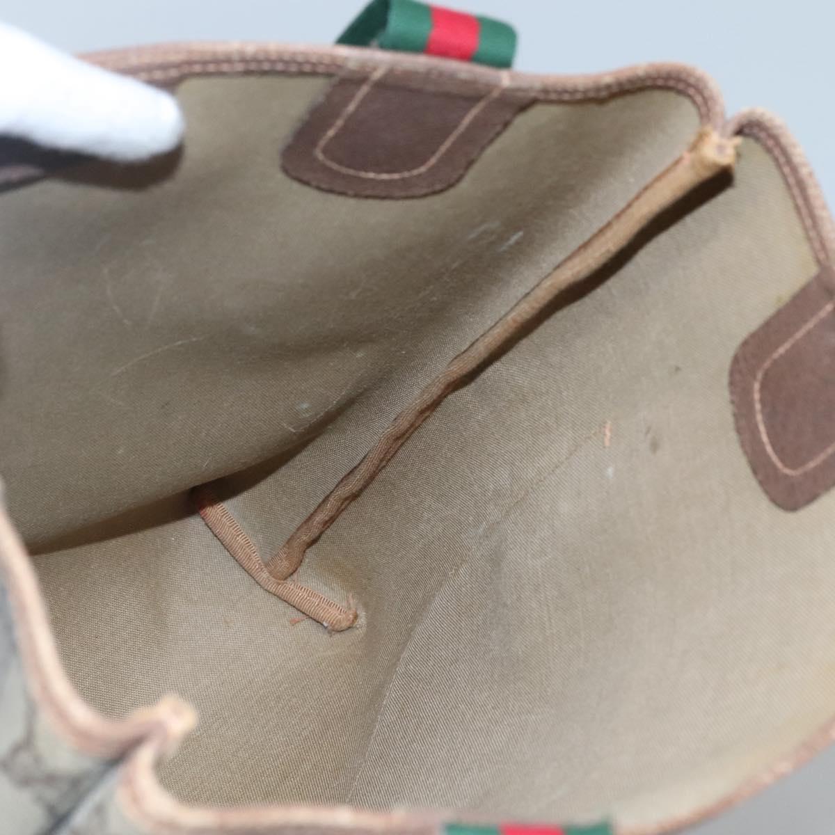 GUCCI GG Supreme Web Sherry Line Bag PVC Beige Green Red 89 02 003 Auth ki5636