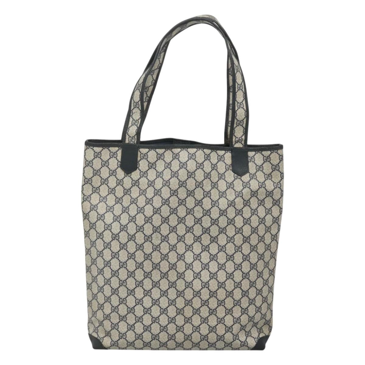 GUCCI GG Supreme Tote Bag PVC Navy Gold 002 39 0054 Auth ki5643