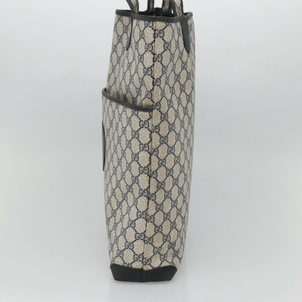 GUCCI GG Supreme Tote Bag PVC Navy Gold 002 39 0054 Auth ki5643