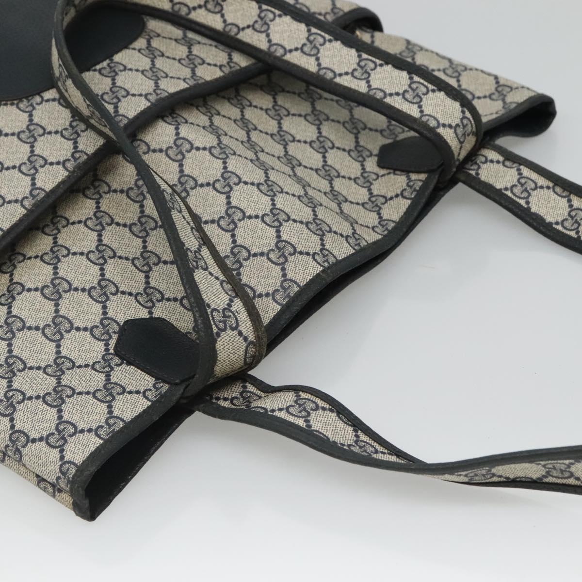 GUCCI GG Supreme Tote Bag PVC Navy Gold 002 39 0054 Auth ki5643