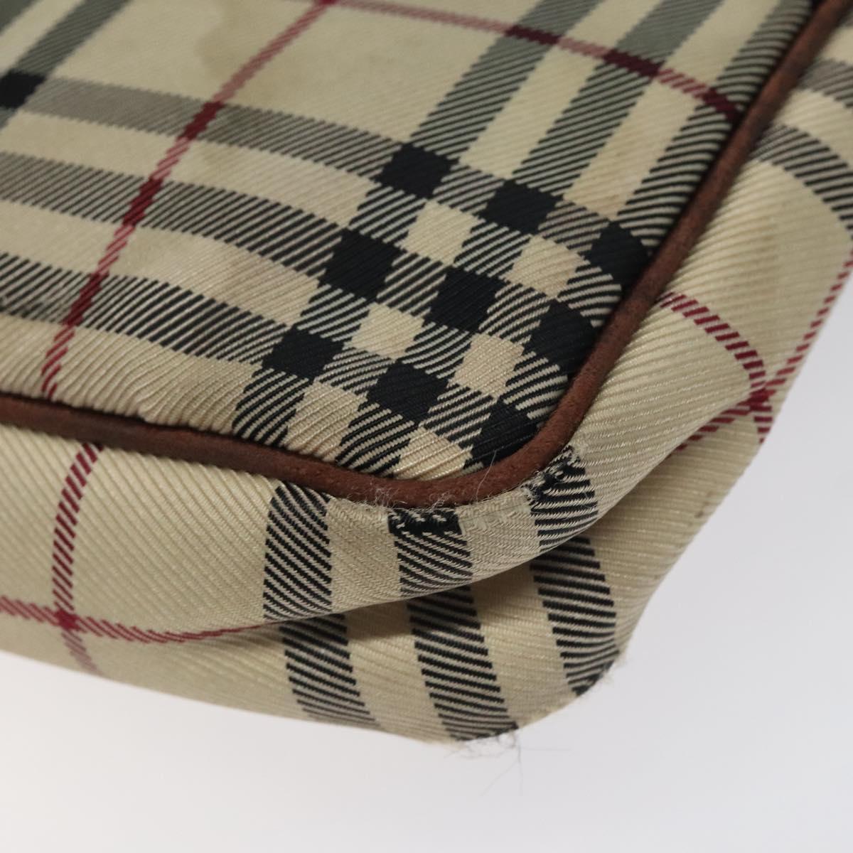 BURBERRY Nova Check Shoulder Bag Nylon Beige Silver Auth ki5644