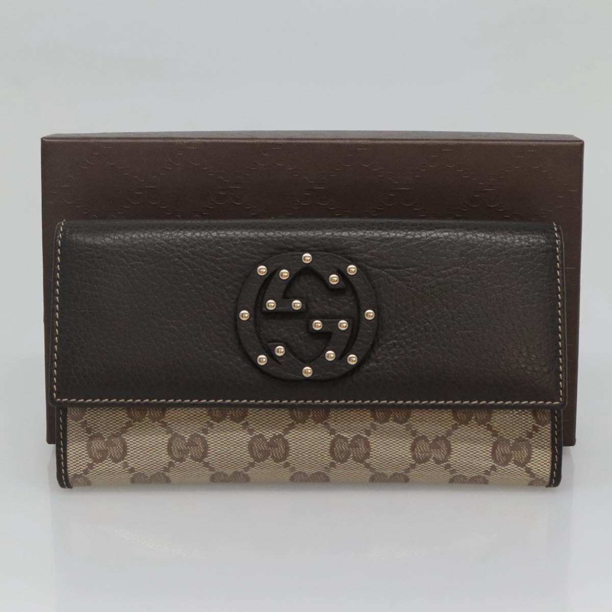 GUCCI GG Crystal Long Wallet Beige 231843 Auth ki5651