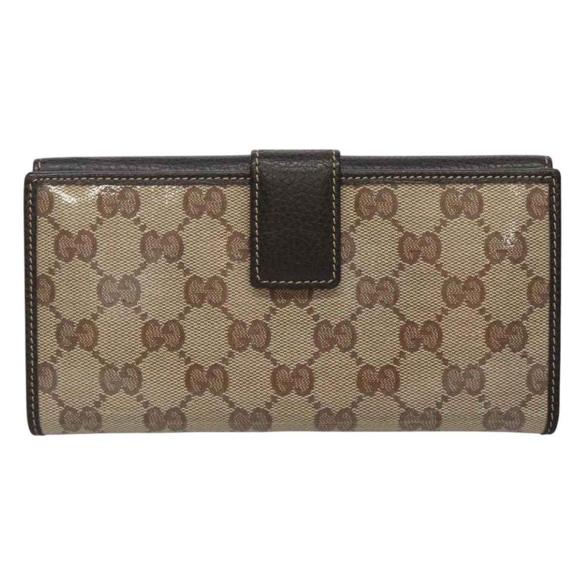 GUCCI GG Crystal Long Wallet Beige 231843 Auth ki5651
