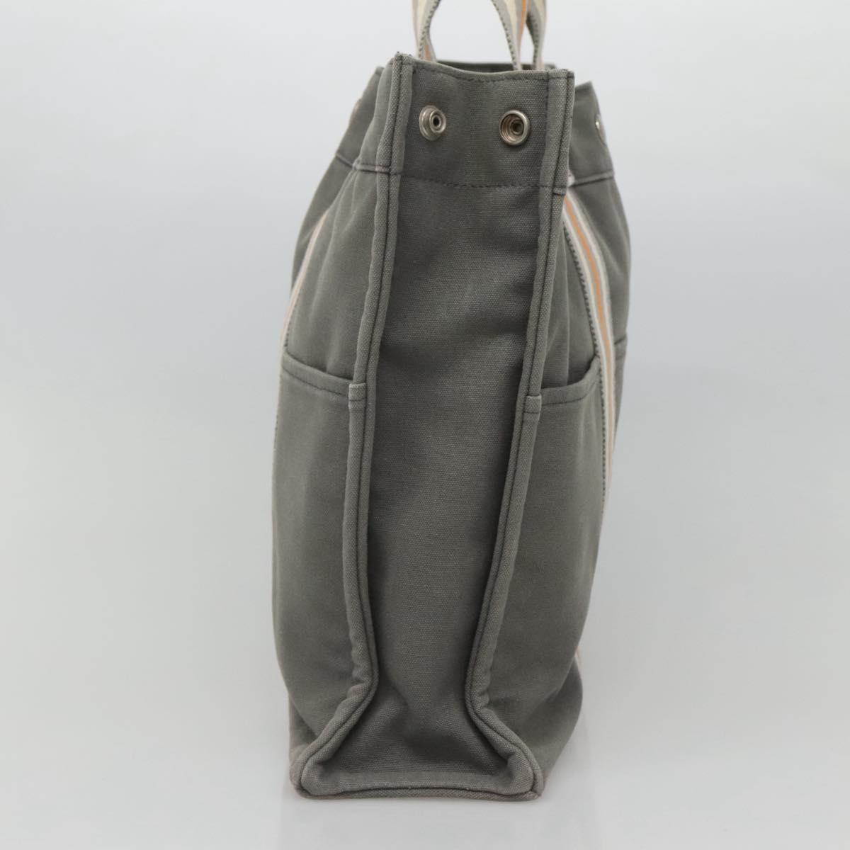 HERMES Fourre Tout MM Hand Bag Canvas Gray Silver Auth ki5652