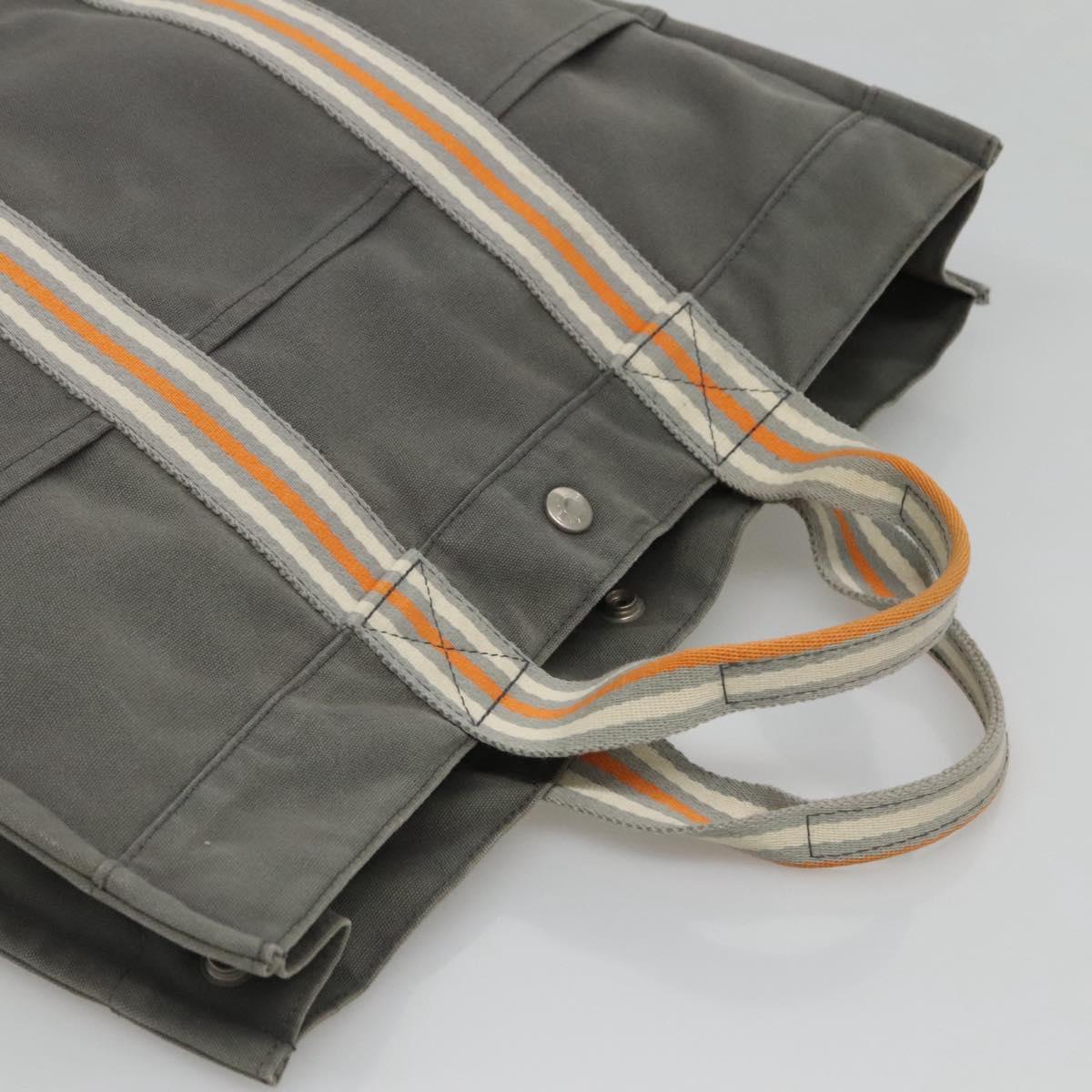 HERMES Fourre Tout MM Hand Bag Canvas Gray Silver Auth ki5652