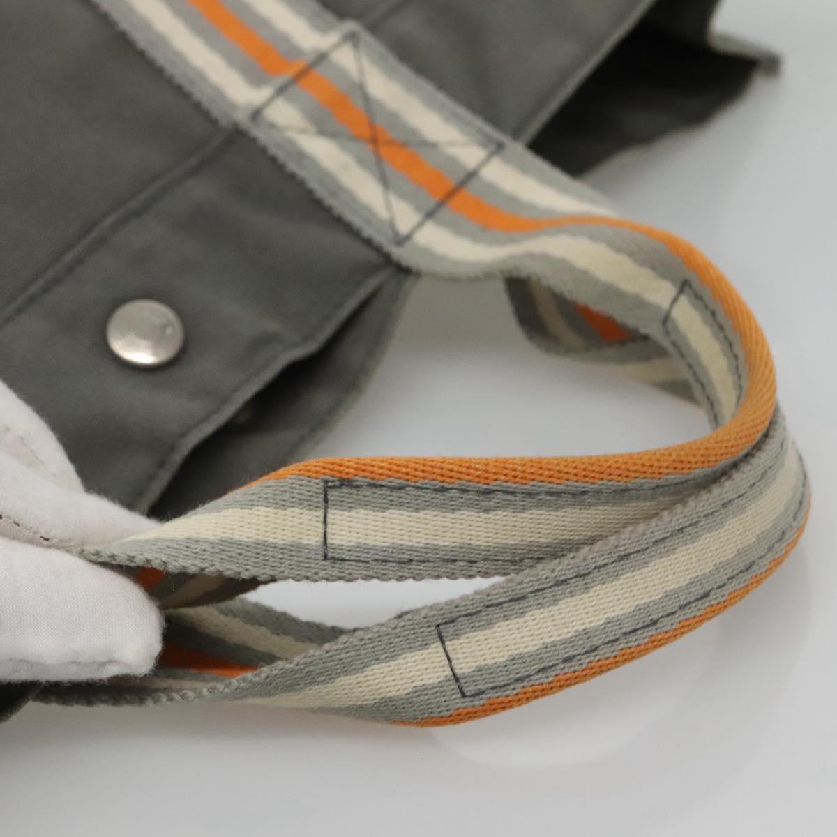 HERMES Fourre Tout MM Hand Bag Canvas Gray Silver Auth ki5652