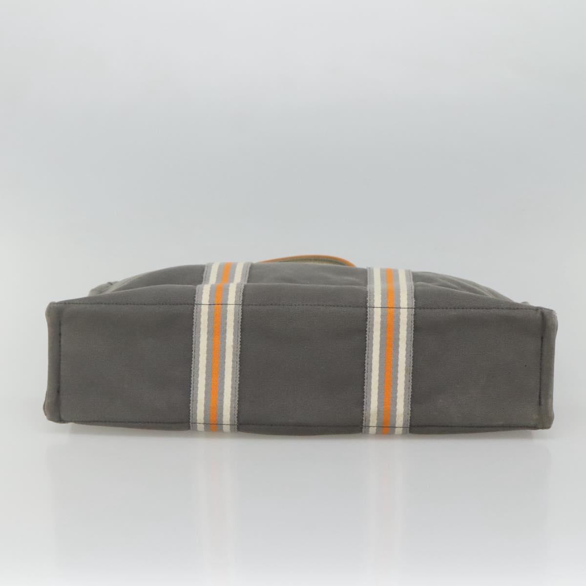 HERMES Fourre Tout MM Hand Bag Canvas Gray Silver Auth ki5652