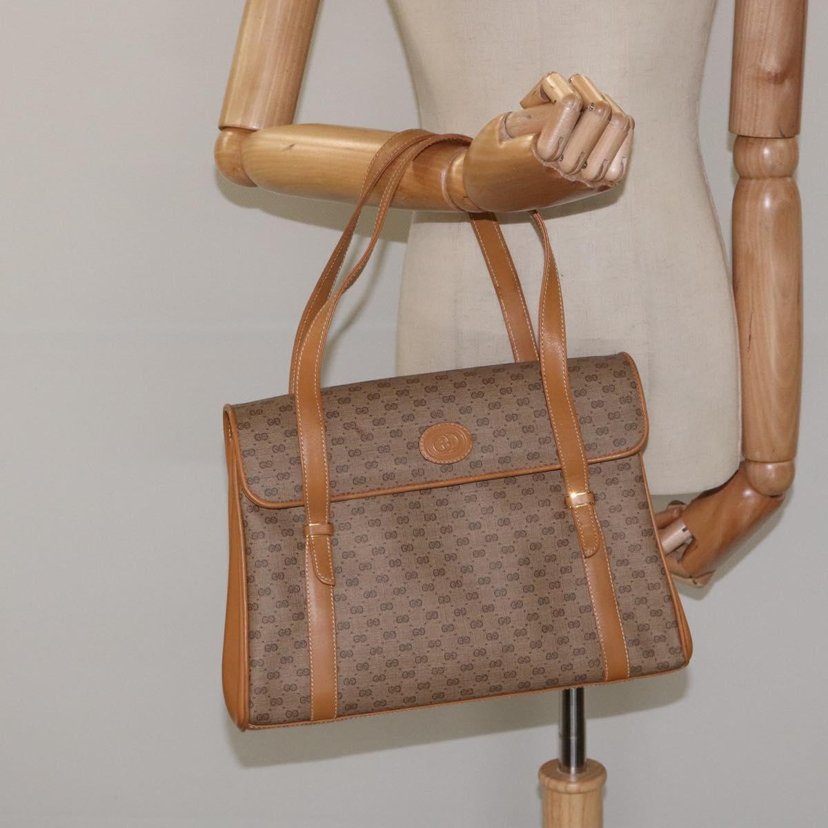 GUCCI Micro GG Supreme Hand Bag PVC Beige Gold 000 406 4857 Auth ki5660