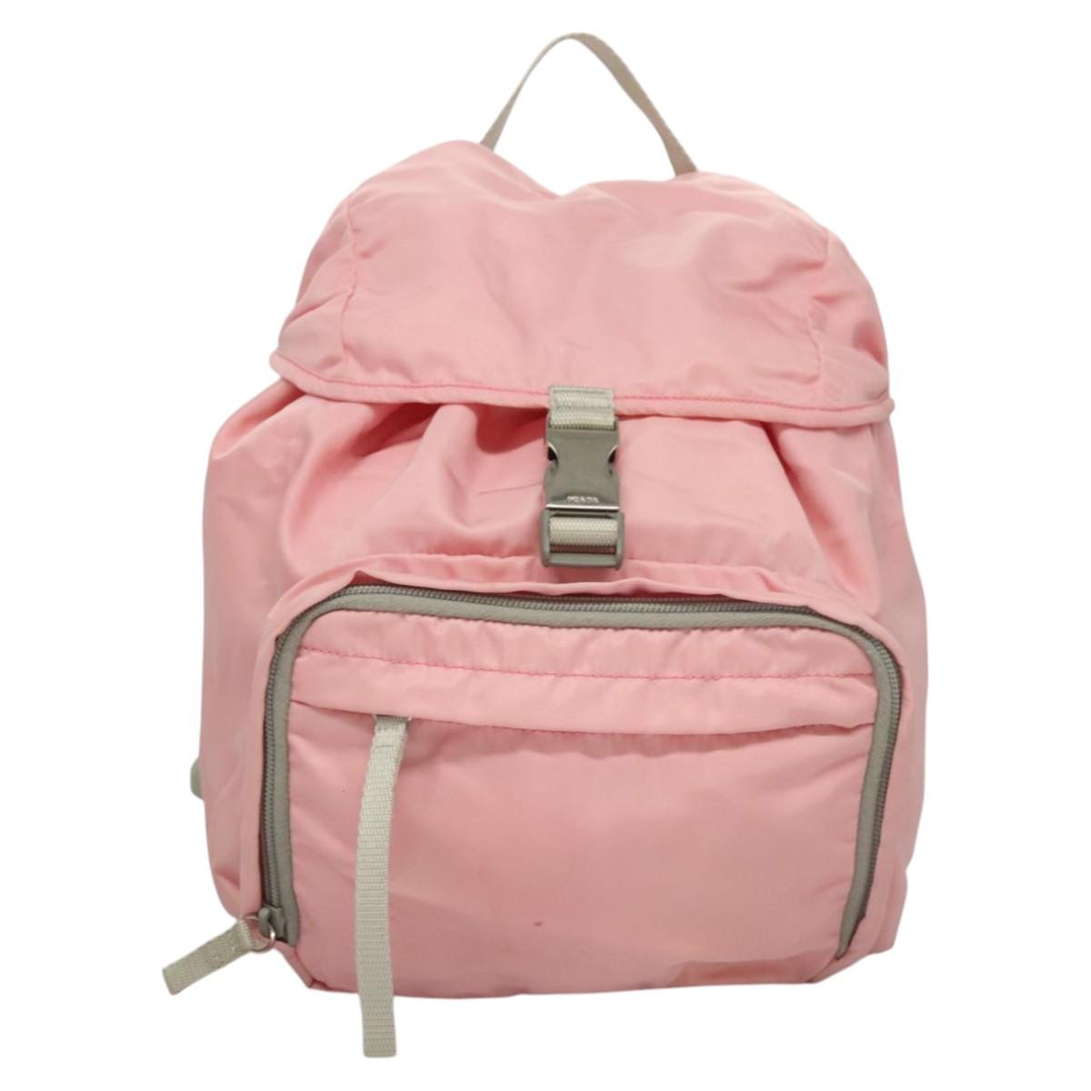 PRADA Backpack Nylon Pink Silver Auth ki5661