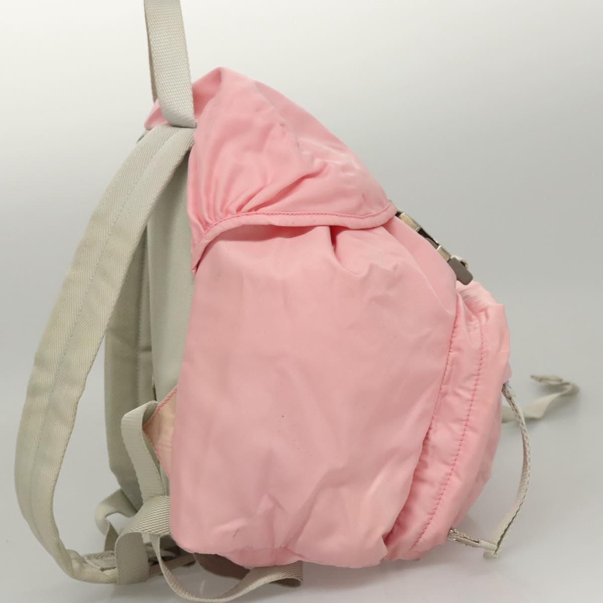 PRADA Backpack Nylon Pink Silver Auth ki5661