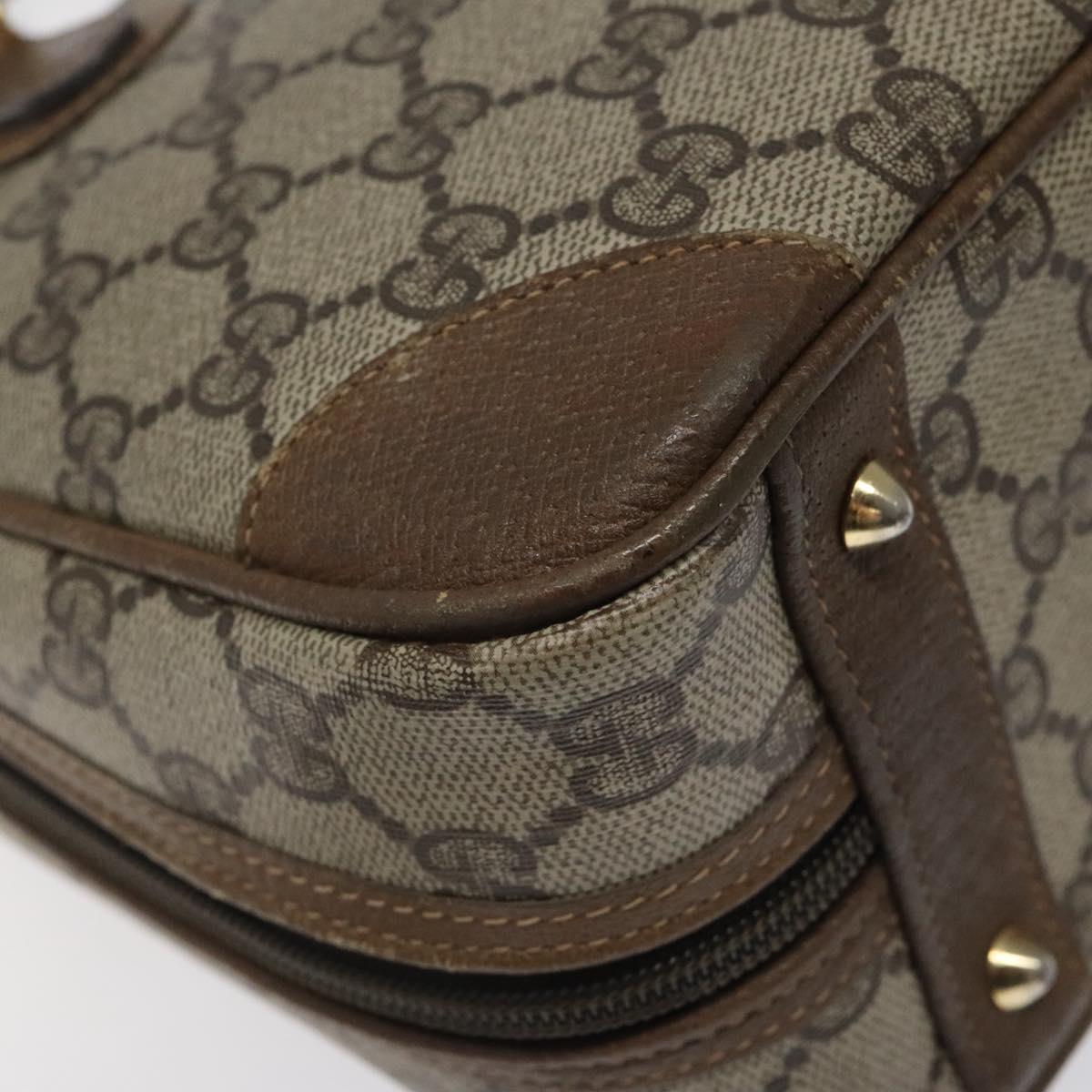 GUCCI GG Supreme Hand Bag PVC Beige Gold 000 39 0030 Auth ki5673