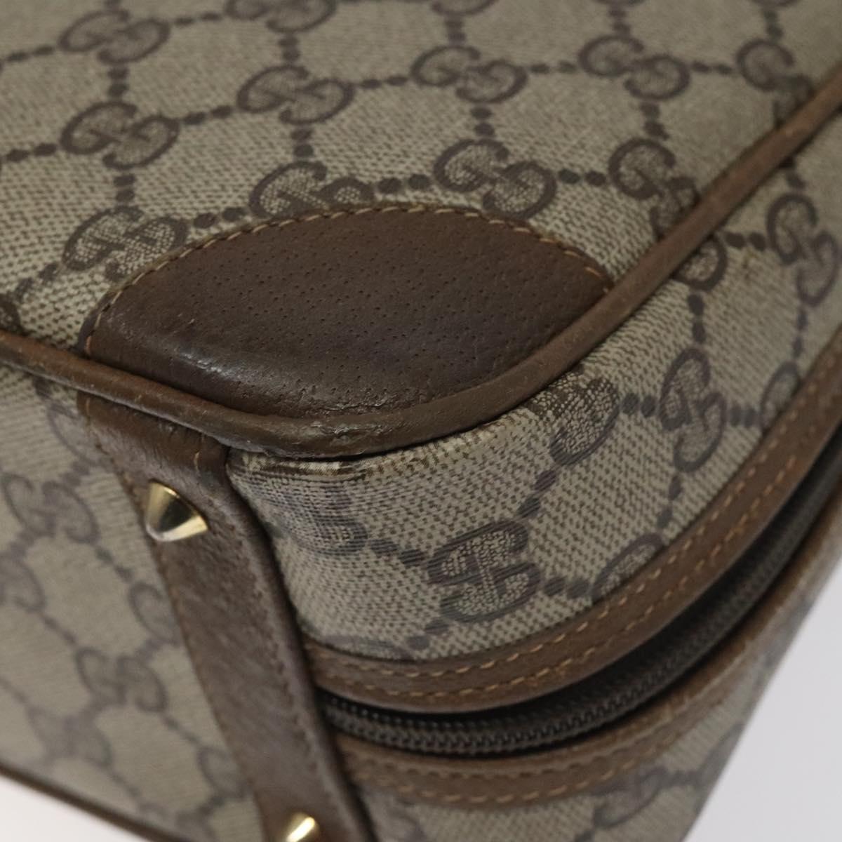 GUCCI GG Supreme Hand Bag PVC Beige Gold 000 39 0030 Auth ki5673