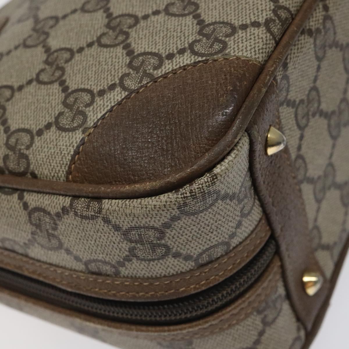 GUCCI GG Supreme Hand Bag PVC Beige Gold 000 39 0030 Auth ki5673