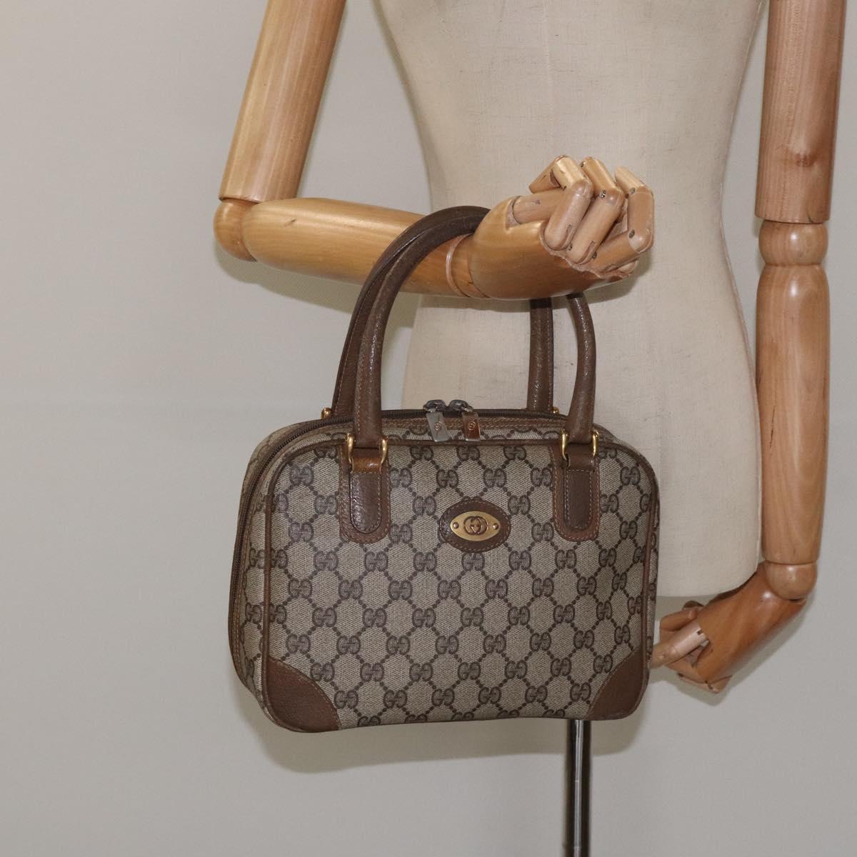 GUCCI GG Supreme Hand Bag PVC Beige Gold 000 39 0030 Auth ki5673