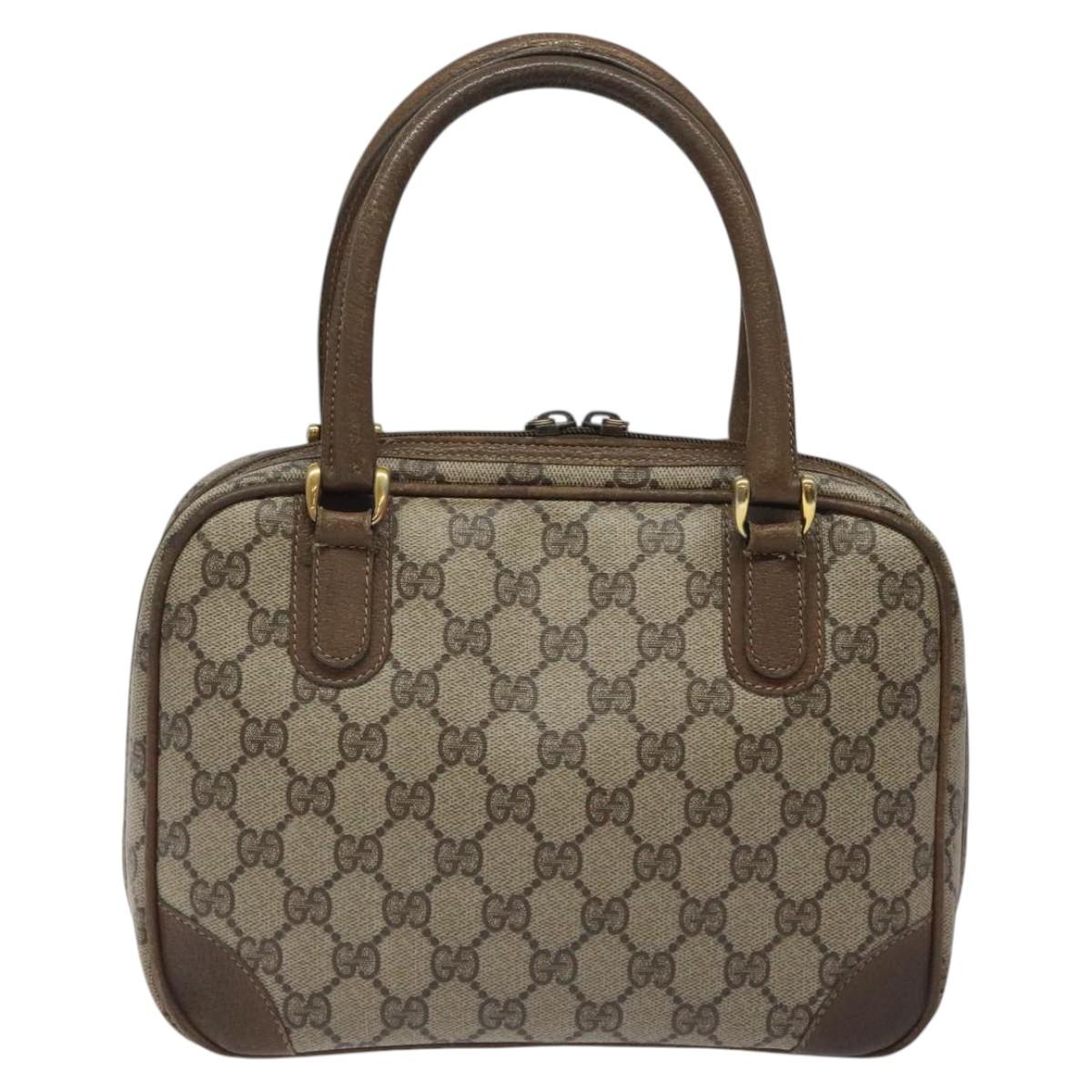 GUCCI GG Supreme Hand Bag PVC Beige Gold 000 39 0030 Auth ki5673