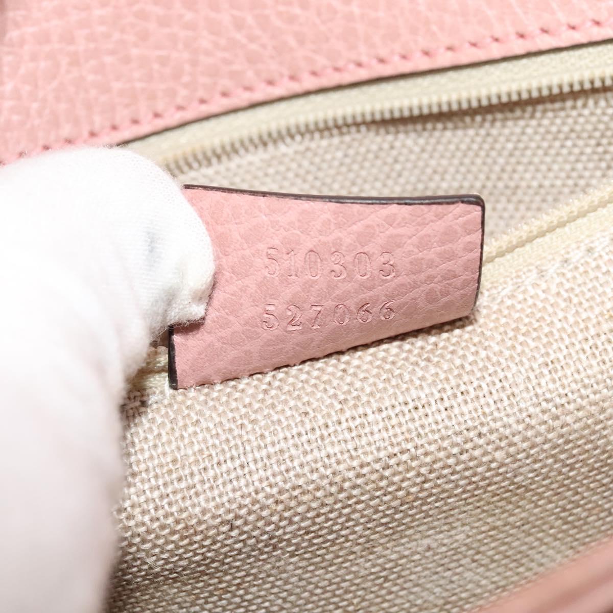 GUCCI Interlocking Chain Shoulder Bag Leather Pink Gold 510303 Auth ki5677