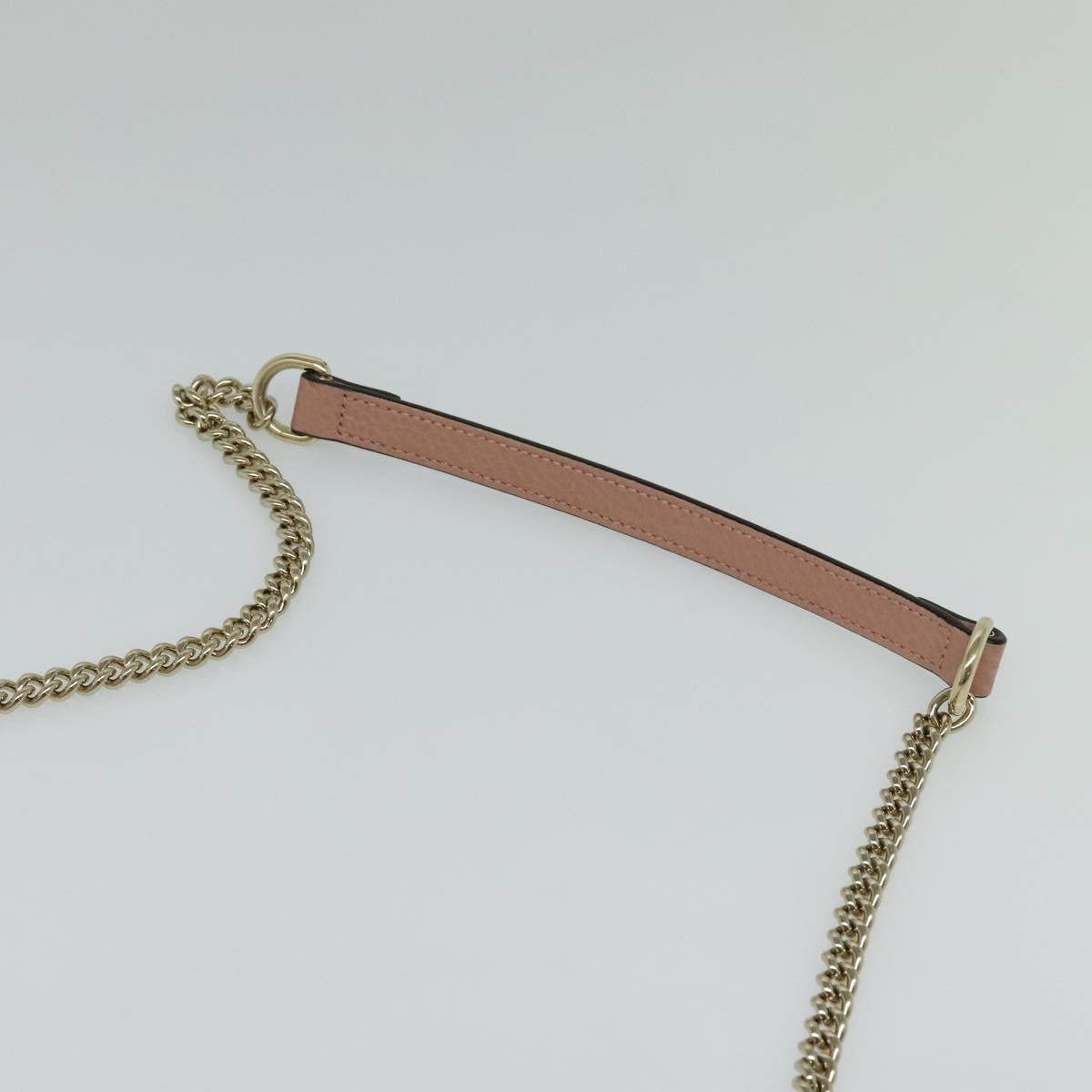 GUCCI Interlocking Chain Shoulder Bag Leather Pink Gold 510303 Auth ki5677