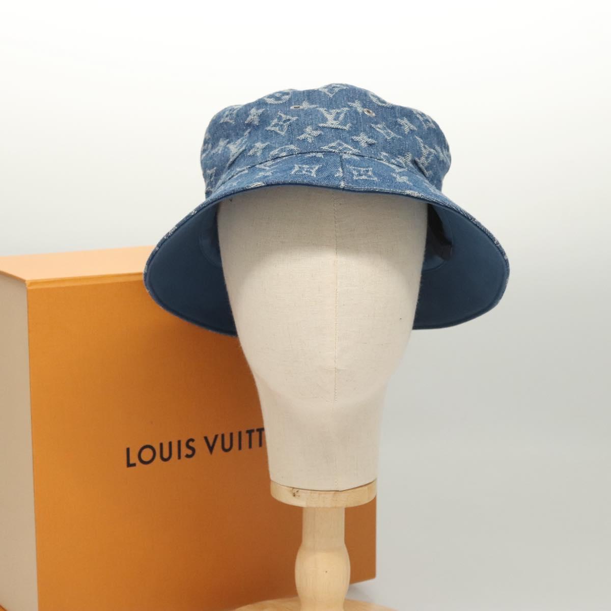 LOUIS VUITTON Monogram Denim Bucket Hat Blue M78772 LV Auth ki5688
