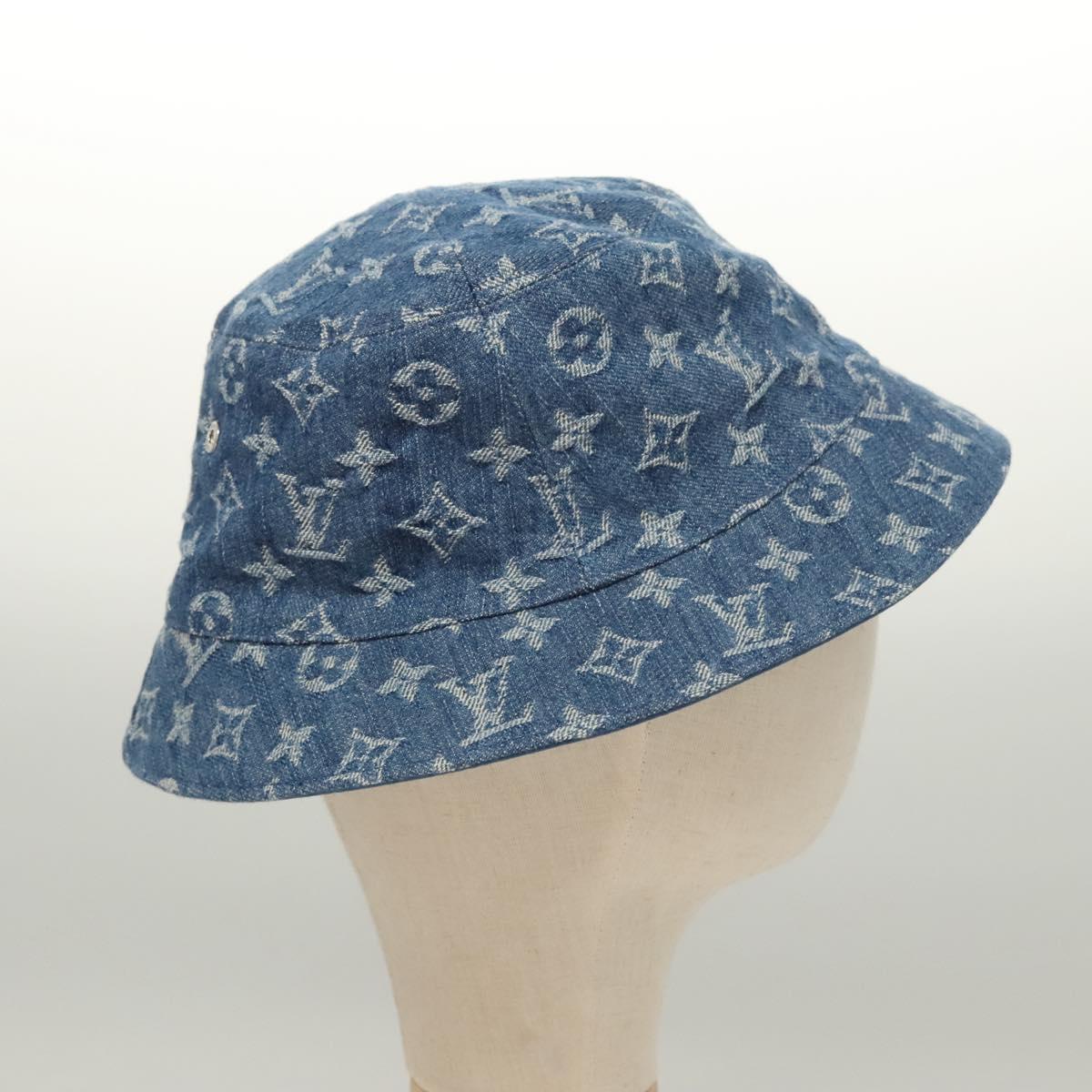 LOUIS VUITTON Monogram Denim Bucket Hat Blue M78772 LV Auth ki5688